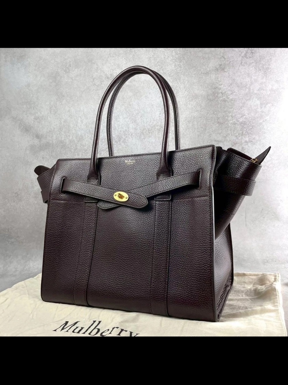 Mulberry Dark Chocolate Brown Leather Tote with Gold Hardware - Picture 1 of 12